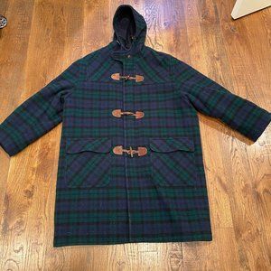 LL Bean Blackwatch Plaid Toggle Coat Hood XXL VGT